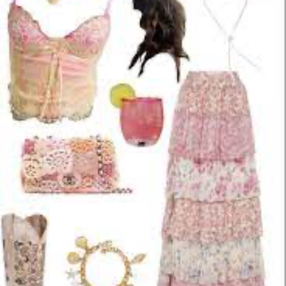 LoveShackFancy Pink and Cream Floral Maxi Skirt - Picture 10 of 11